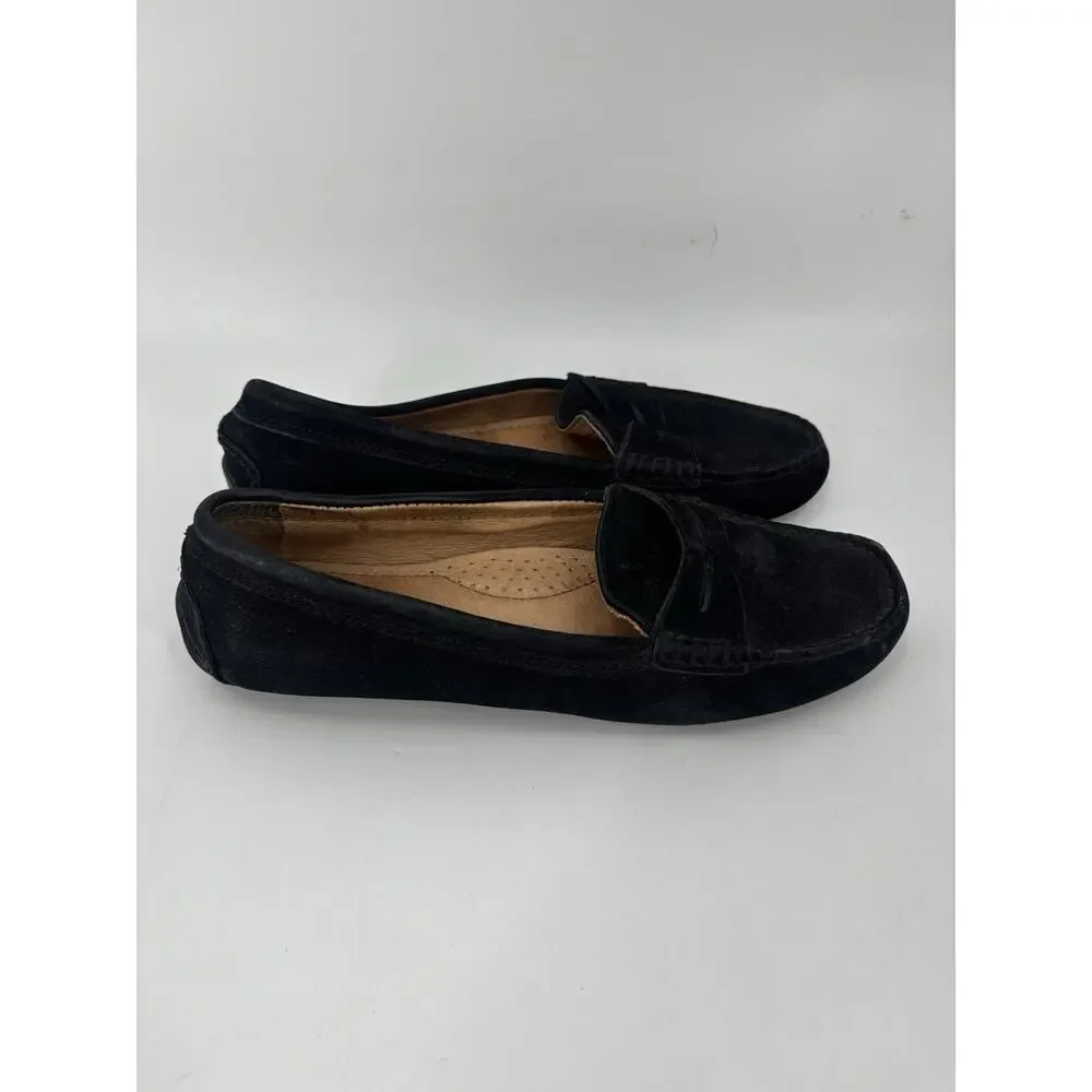 Lauren Ralph Lauren Camila Driving Loafers Womens 7B Black Suede Leather Slip On
